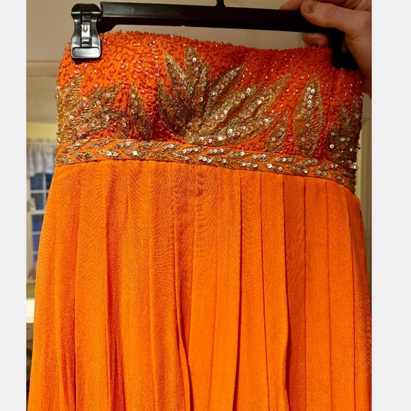 Aidan Mattox Orange Beaded Gown - Picture 2 of 5